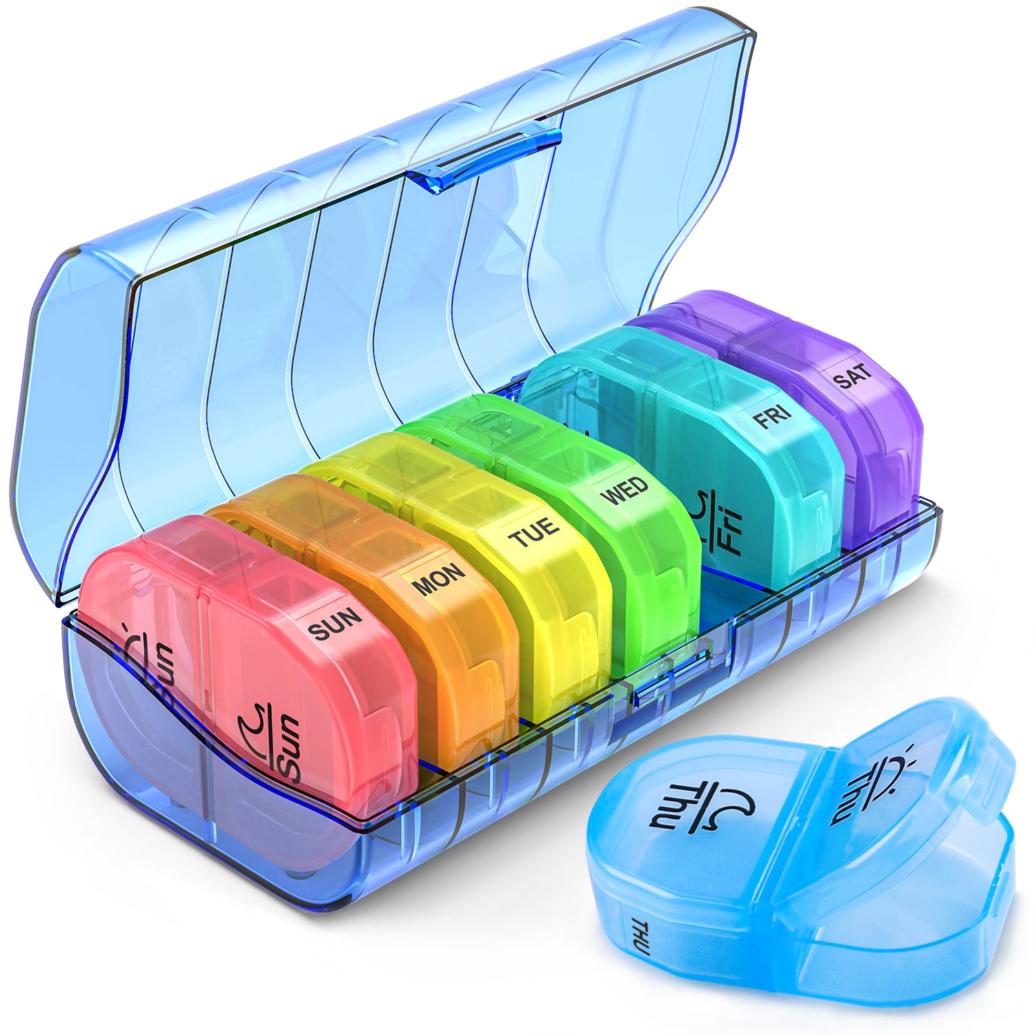 Weekly Pill Organizer 2 Times a Day, ZIKEE AM PM Pill Box with 7 Detachable Pill Case with Large Storage