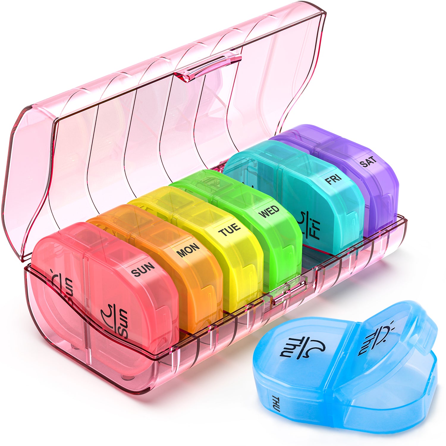 Weekly Pill Organizer 2 Times a Day, ZIKEE AM PM Pill Box with 7 Detachable Pill Case with Large Storage