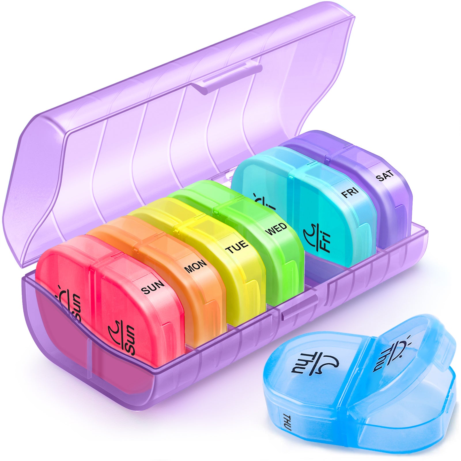 Weekly Pill Organizer 2 Times a Day, ZIKEE AM PM Pill Box with 7 Detachable Pill Case with Large Storage