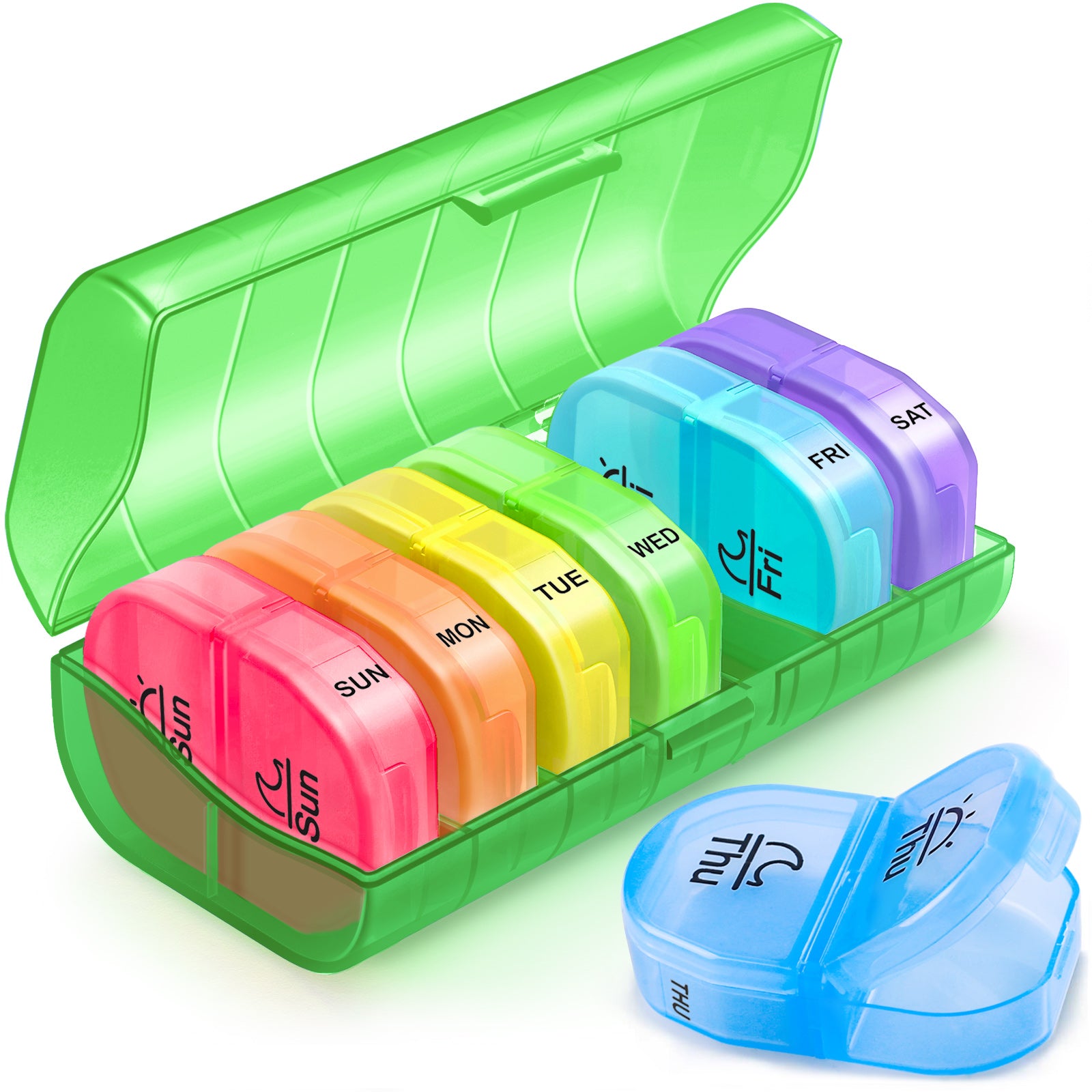 Weekly Pill Organizer 2 Times a Day, ZIKEE AM PM Pill Box with 7 Detachable Pill Case with Large Storage