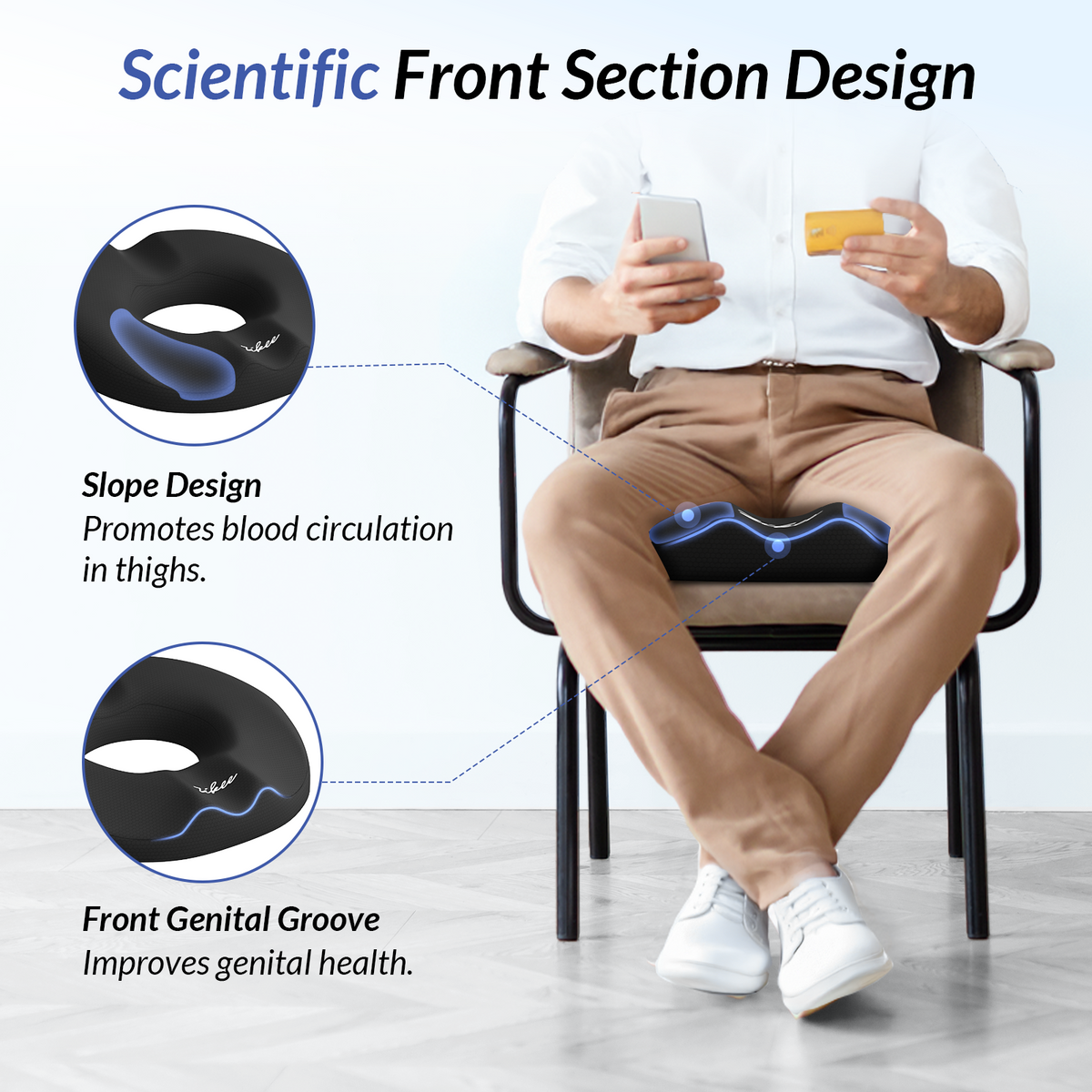 ZIKEE Donut Pillow Seat Cushion for Tailbone Pain, Hemorrhoid Pillow with Pressure Relief Hole & Thigh Slope Design for Postpartum & Post Surgery Sitting Relief, Donut Seat Cushion for Office & Home