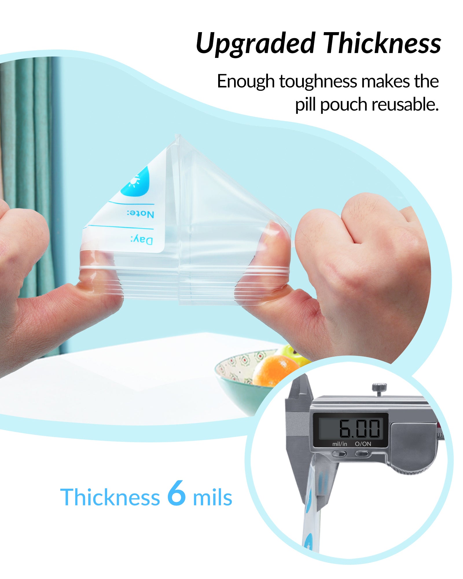 ZIKEE Pill Pouches Box for Travel, Organizer with BPA Free 6 Mil Durable Daily Bags, Customizable Write-on Area(100 Count)