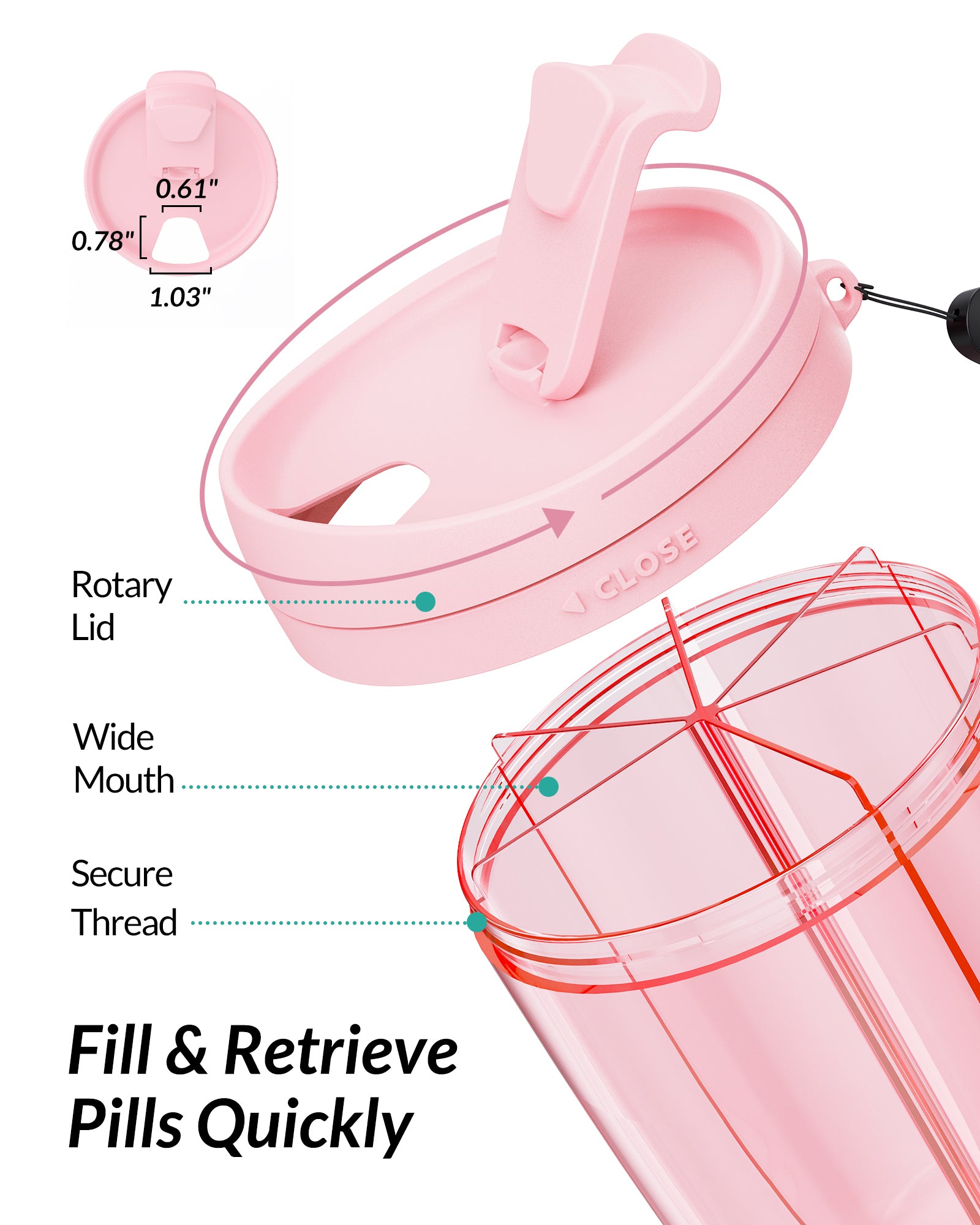 Zikee Pill Dispenser with Anti-Mixing & Wide Openings Design, Large Pill Bottle Organizer