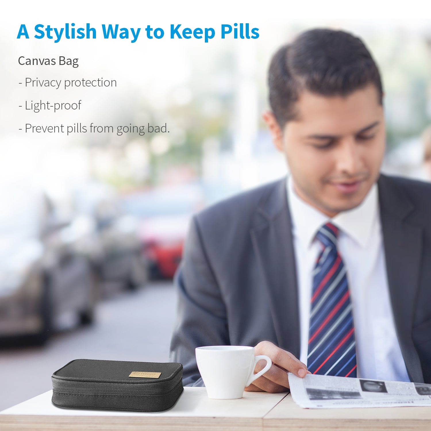 ZIKEE Large Weekly Pill Case Organizer 3 Times a Day, Portable Light Proof Canvas Bag Pill Box 7 Day