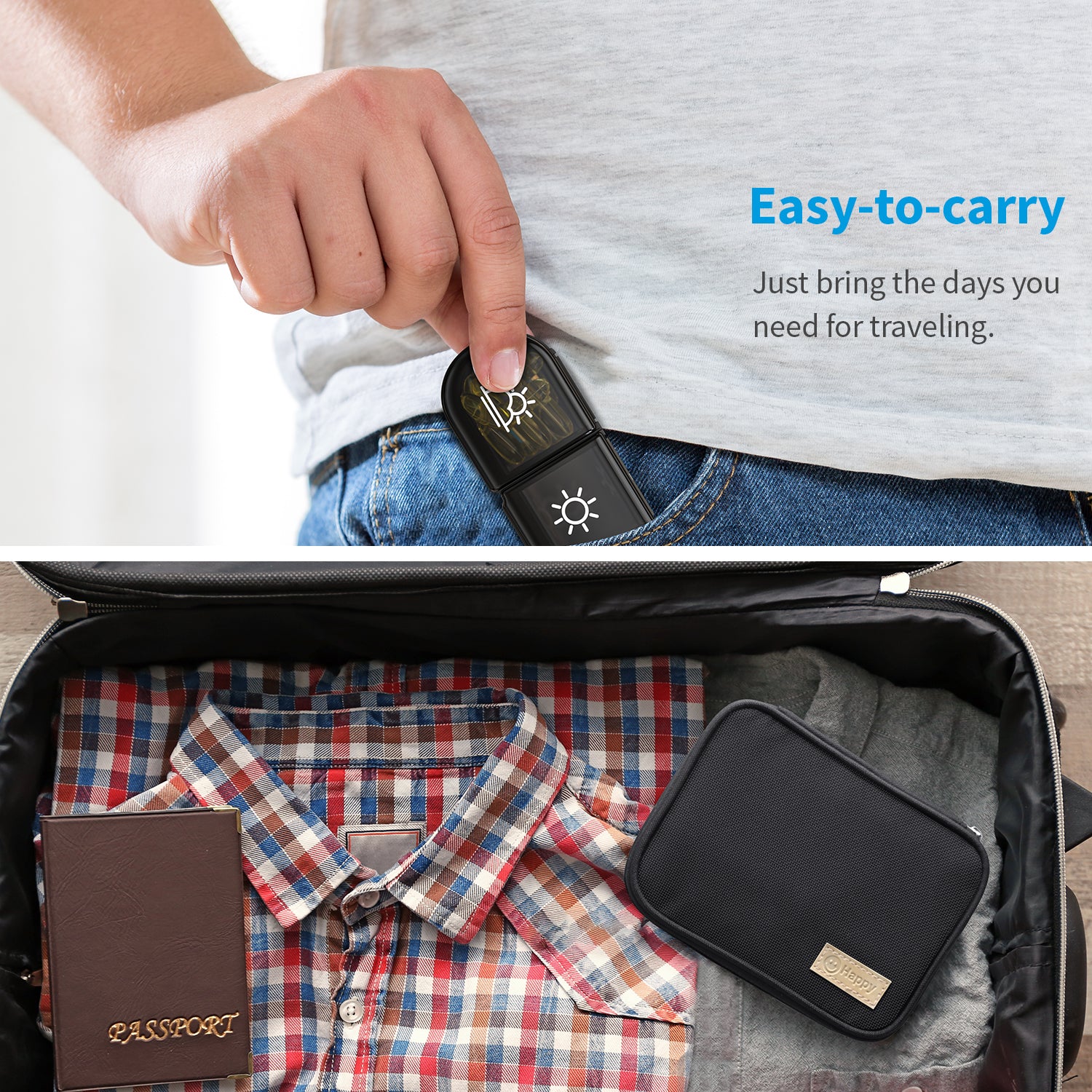 ZIKEE Large Weekly Pill Case Organizer 3 Times a Day, Portable Light Proof Canvas Bag Pill Box 7 Day