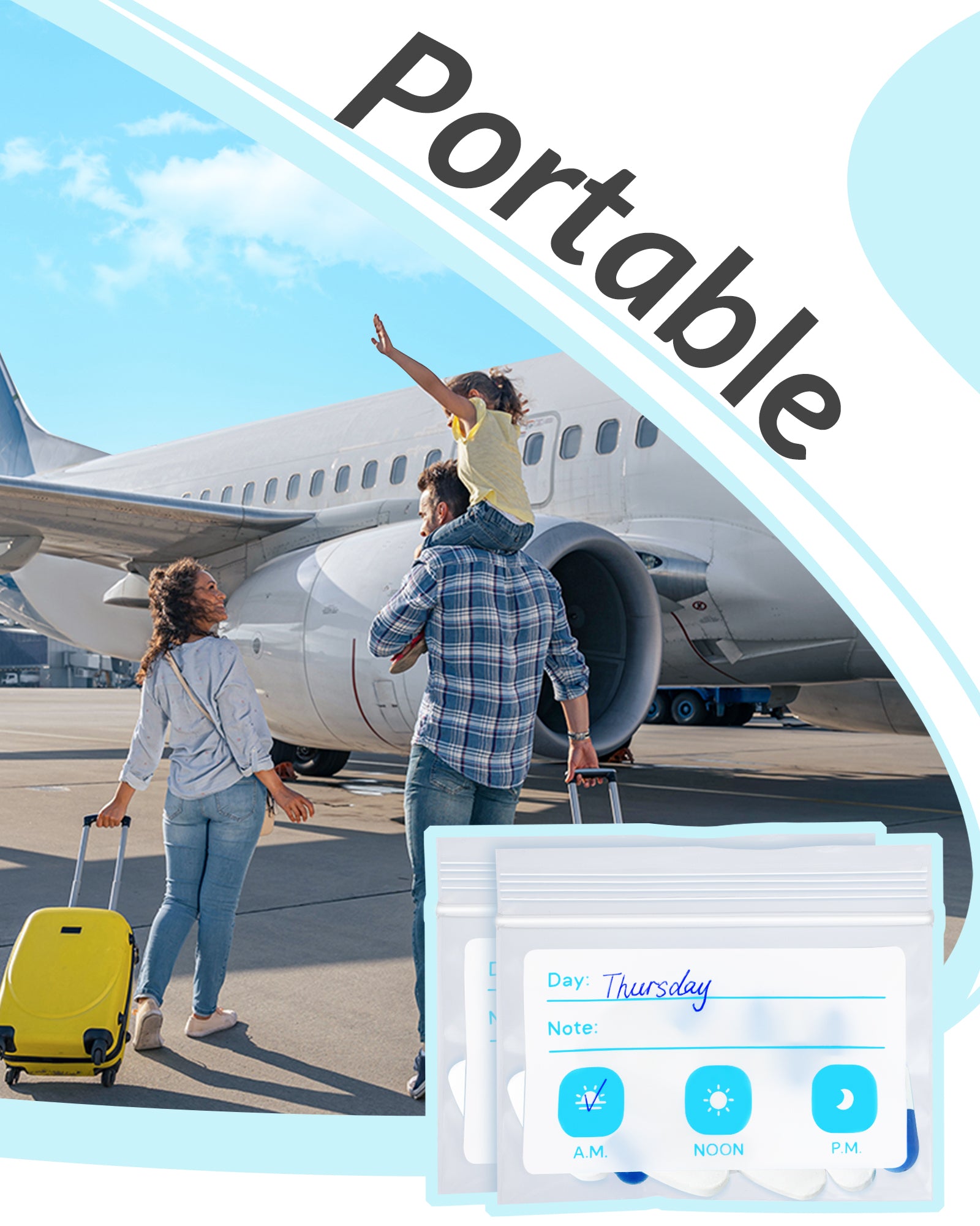 ZIKEE Pill Pouches Box for Travel, Organizer with BPA Free 6 Mil Durable Daily Bags, Customizable Write-on Area(100 Count)