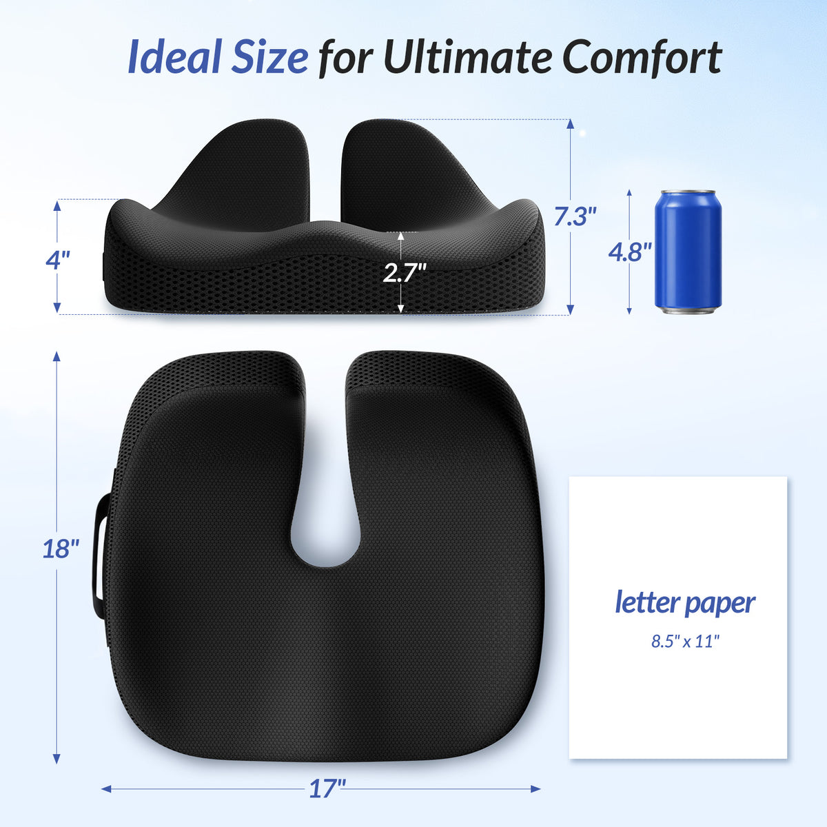 ZIKEE Ergonomic Contoured Seat Cushion for Pain Relief, All-Day Comfort, Office Chair Cushion with Raised Back Support for Tailbone, Sciatica & Back Pain Relief, Premium Memory Foam for Car, Home