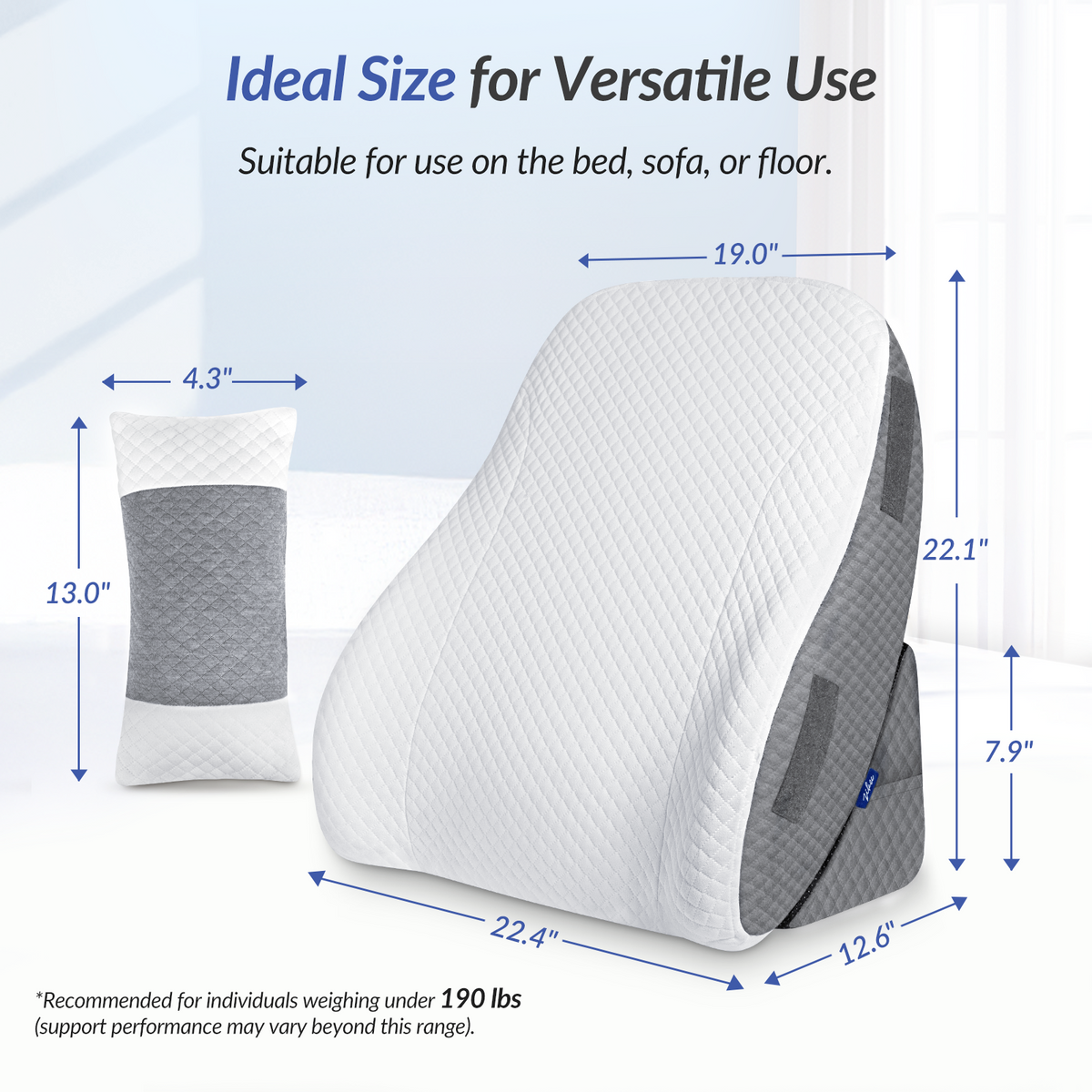 ZIKEE Adjustable Wedge Pillow Headboard Set for Sleeping & After Surgery Ergonomic Reading Pillow for Sitting in Bed, Back Pain Relief & Leg Elevation, Bed Wedge with Premium Memory Foam, Soft Cover