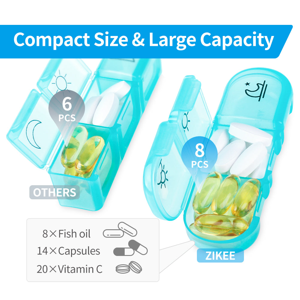 ZIKEE Weekly Pill Organizer 3 Times a Day, Compact Pill Box 7 Day with Roomy Pill Case and Sturdy Design