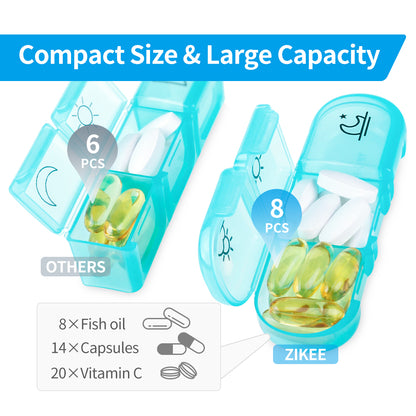 ZIKEE Weekly Pill Organizer 3 Times a Day, Compact Pill Box 7 Day with Roomy Pill Case and Sturdy Design