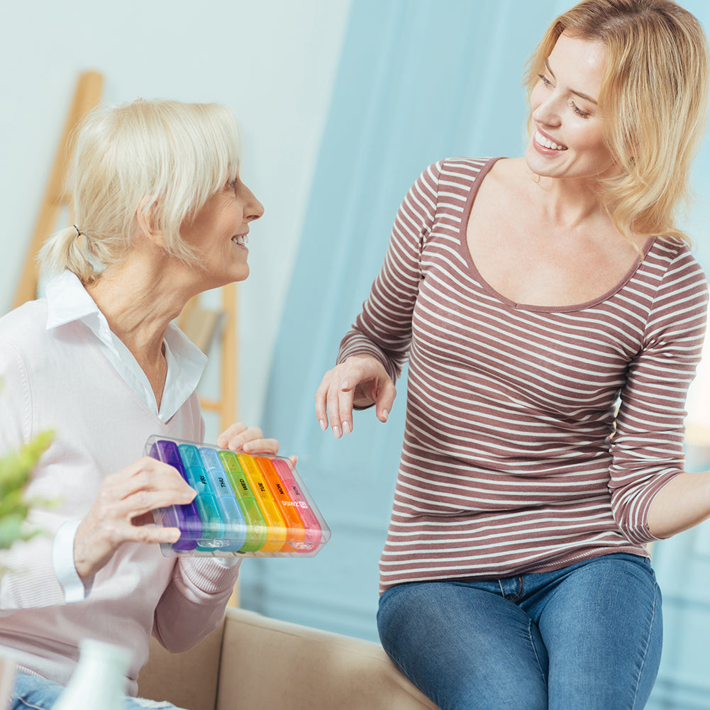 ZIKEE Weekly Pill Organizer 3 Times a Day, Compact Pill Box 7 Day with Roomy Pill Case and Sturdy Design