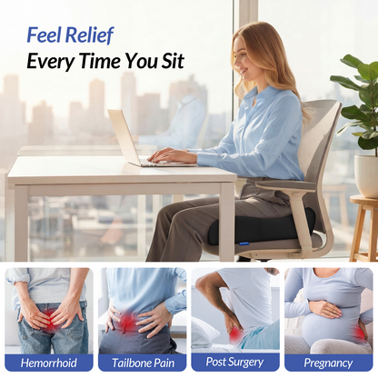 ZIKEE 6" Thickened Donut Pillow Seat Cushion, Ergonomic Hemorrhoid Pillow with Widened Cutout for Tailbone,Sciatica Pain Relief &amp; Postpartum, Memory Foam Office Chair Cushion for Long Sitting at Home