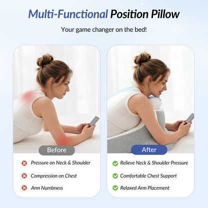 ZIKEE Ergonomic Multi-Positional Wedge Pillow for Stomach Sleepers, Scientific Zoning Design for Effective Shoulder &amp; Back Pain Relief, Memory Foam Body Pillow for Reading, Skin-Friendly Fabric