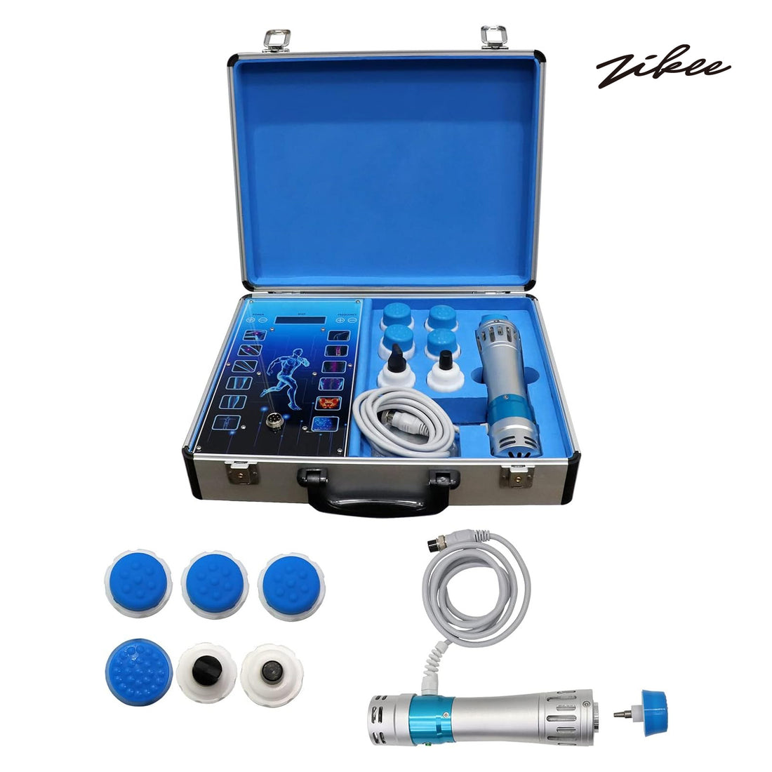 ZIKEE Electromedical Ultrasonic Stimulators  Body Muscle Relaxation Massage Tool Shock Wave Pain Relief with 7 Heads