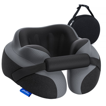ZIKEE Travel Pillow for Airplane, Adjustable Chin Support for Stable Sleep, Ergonomic Neck Pillow to Support Head &amp; Neck on Flights, Ear-Friendly Memory Foam Airplane Pillow, Carry Case, Airy Cover