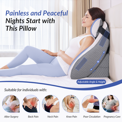 ZIKEE Adjustable Wedge Pillow Headboard Set for Sleeping &amp; After Surgery Ergonomic Reading Pillow for Sitting in Bed, Back Pain Relief &amp; Leg Elevation, Bed Wedge with Premium Memory Foam, Soft Cover