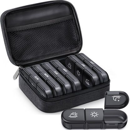ZIKEE Large Weekly Pill Case Organizer 3 Times a Day, Portable Light Proof Canvas Bag Pill Box 7 Day