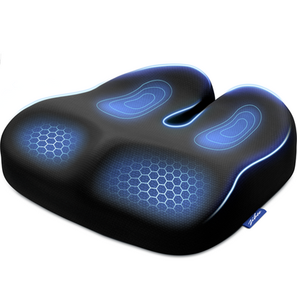 ZIKEE Ergonomic Seat Cushion with Thigh Slope for Long Sitting, Memory Foam Office Chair Cushion for Car, Home, U-Shaped Design Relieves Hip, Tailbone Pain, Non-Slip Sciatica Pain Relief Pillow