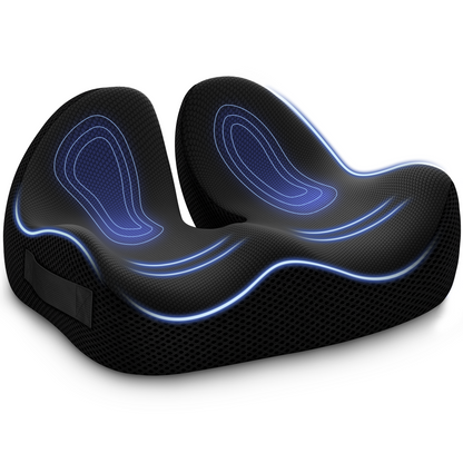ZIKEE Ergonomic Contoured Seat Cushion for Pain Relief, All-Day Comfort, Office Chair Cushion with Raised Back Support for Tailbone, Sciatica &amp; Back Pain Relief, Premium Memory Foam for Car, Home