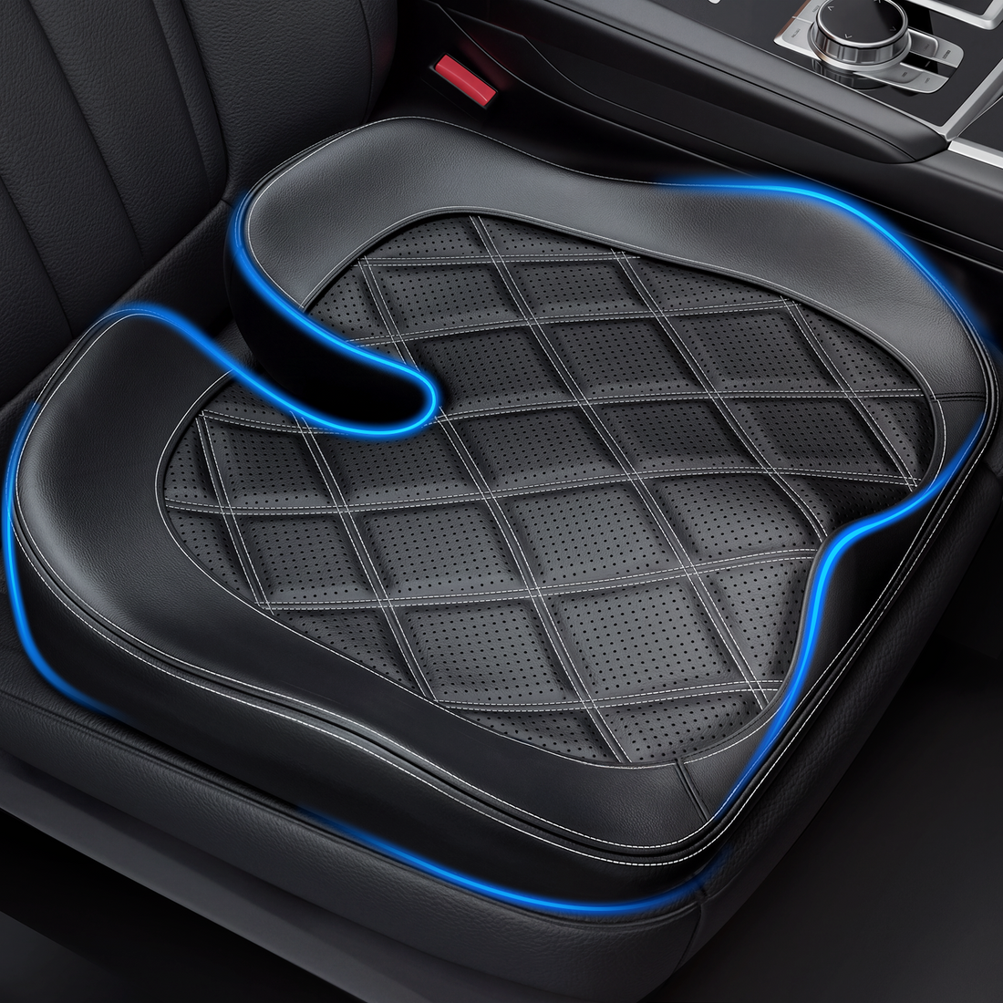 ZIKEE Car Seat Cushion with Memory Foam for Long Drive, Sitting Pain Relief, Ergonomic Seat Cushion for Car &amp; Office Chair, Relieve Tailbone &amp; Thigh Pain, Better Visibility, Rub-Resistant, Easy-Clean