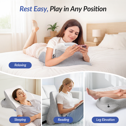 ZIKEE Ergonomic Multi-Positional Wedge Pillow for Stomach Sleepers, Scientific Zoning Design for Effective Shoulder &amp; Back Pain Relief, Memory Foam Body Pillow for Reading, Skin-Friendly Fabric
