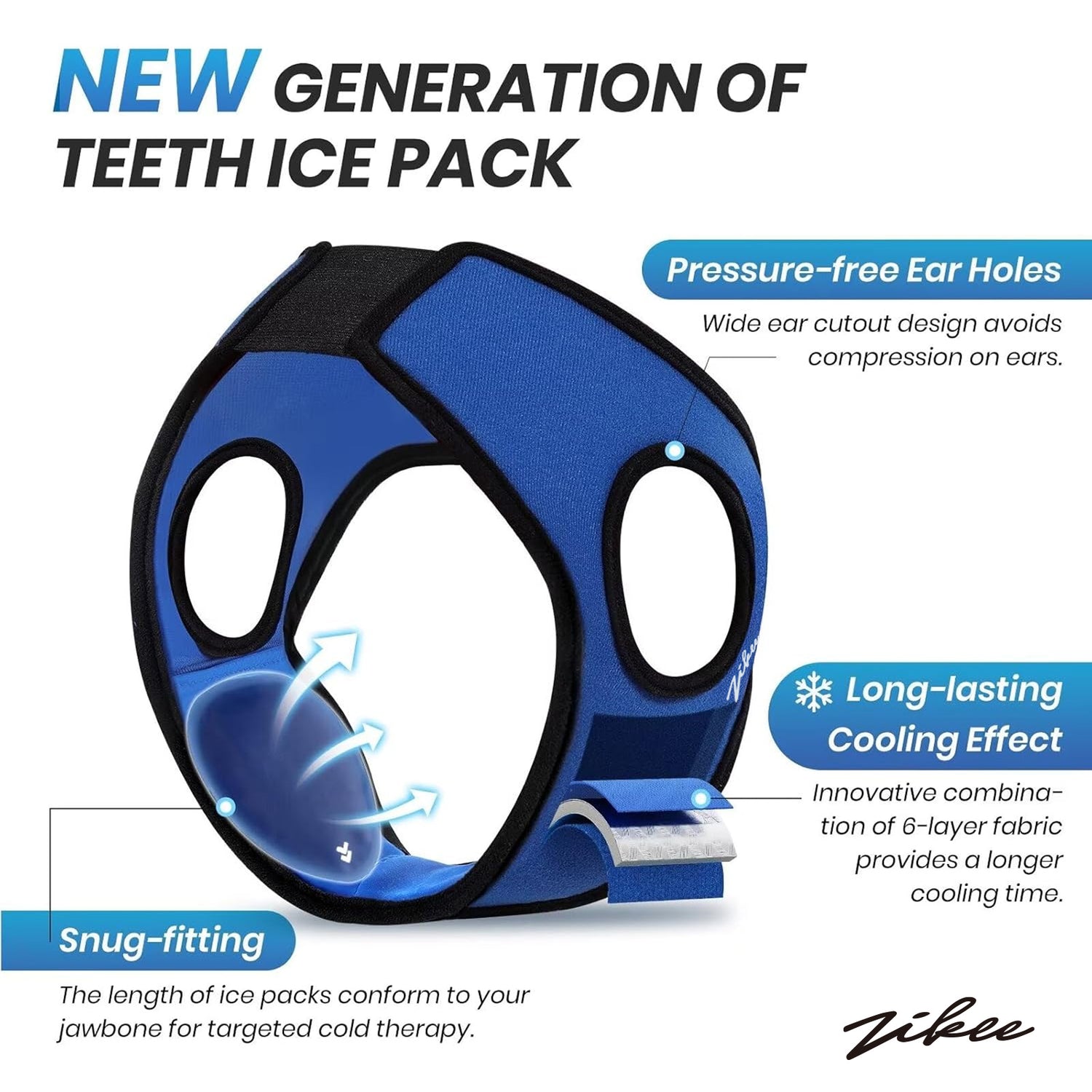 ZIKEE Versatile Hot or Cold Therapy Wraps - Adjustable Head Wrap with Ergonomic Design for Pain Relief and Recovery