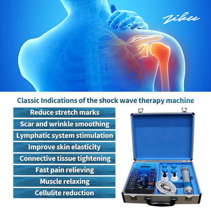 ZIKEE Electromedical Ultrasonic Stimulators  Body Muscle Relaxation Massage Tool Shock Wave Pain Relief with 7 Heads