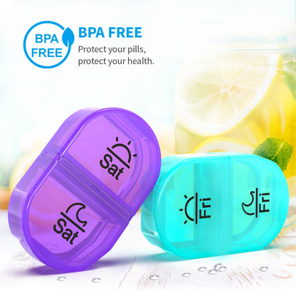 Weekly Pill Organizer 2 Times a Day, ZIKEE AM PM Pill Box with 7 Detachable Pill Case with Large Storage