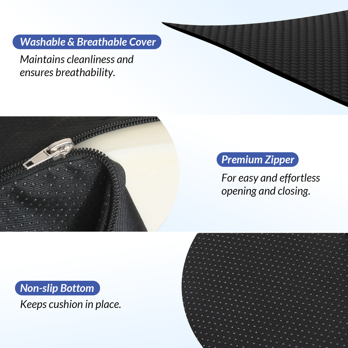 ZIKEE Donut Pillow Seat Cushion for Tailbone Pain, Hemorrhoid Pillow with Pressure Relief Hole &amp; Thigh Slope Design for Postpartum &amp; Post Surgery Sitting Relief, Donut Seat Cushion for Office &amp; Home