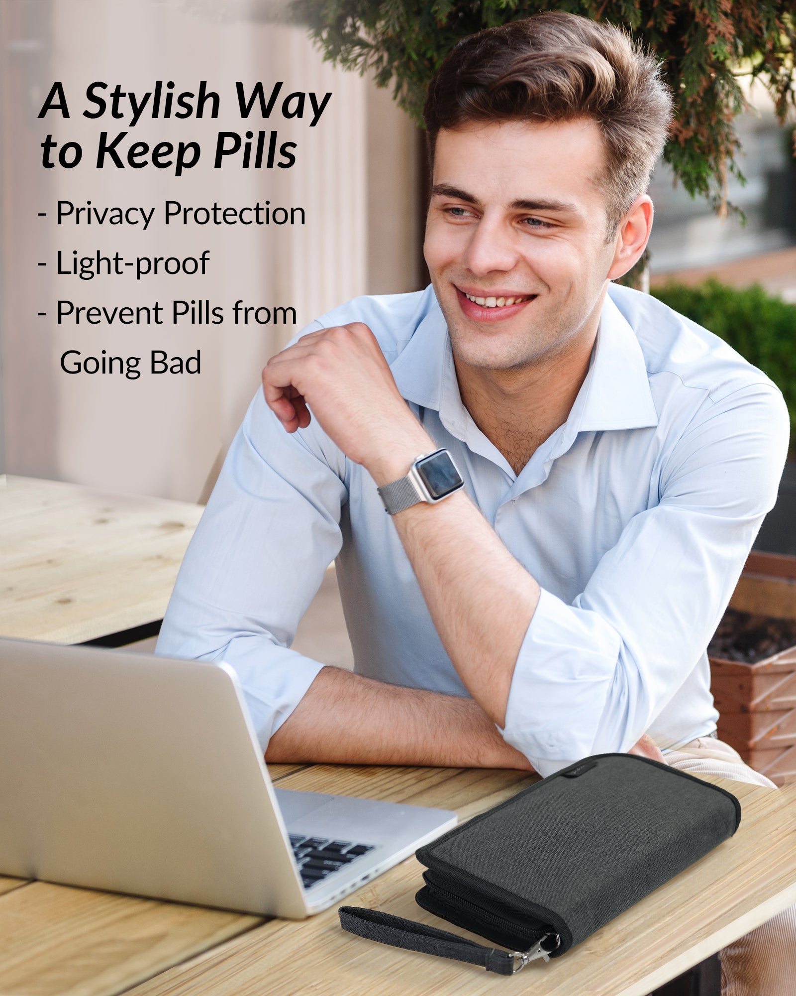 ZIKEE Slim Folding Pill Organizer Bag with 20 Writable BPA-Free Pill Pouches, Travel 22 Slot Pill Box Bag with a Zipper Design