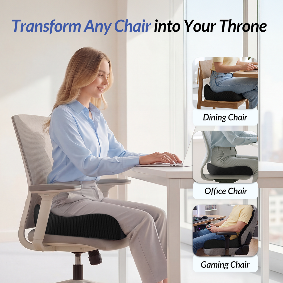 ZIKEE 6" Thickened Donut Pillow Seat Cushion, Ergonomic Hemorrhoid Pillow with Widened Cutout for Tailbone,Sciatica Pain Relief &amp; Postpartum, Memory Foam Office Chair Cushion for Long Sitting at Home