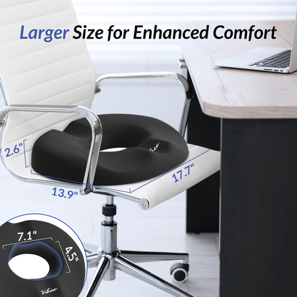 ZIKEE Donut Pillow Seat Cushion for Tailbone Pain, Hemorrhoid Pillow with Pressure Relief Hole &amp; Thigh Slope Design for Postpartum &amp; Post Surgery Sitting Relief, Donut Seat Cushion for Office &amp; Home