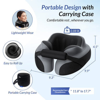 ZIKEE Travel Pillow for Airplane, Adjustable Chin Support for Stable Sleep, Ergonomic Neck Pillow to Support Head &amp; Neck on Flights, Ear-Friendly Memory Foam Airplane Pillow, Carry Case, Airy Cover