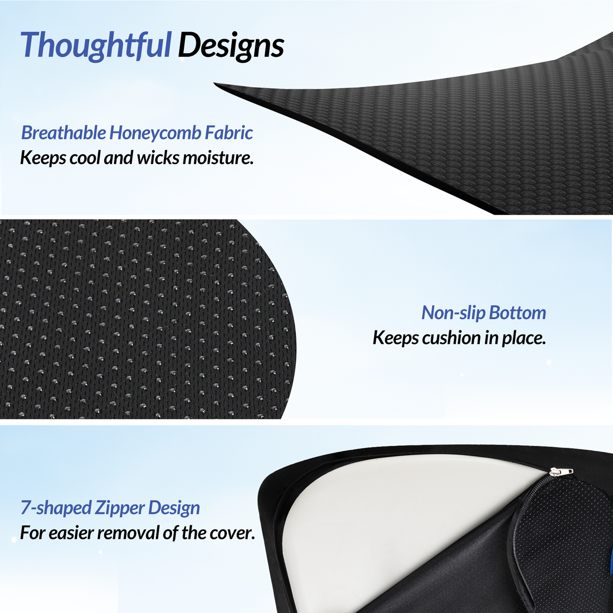 ZIKEE Pioneering Seat Cushion for Pressure Relief, Ergonomic Office Chair Cushion for Sciatica, Back, Hemorrhoids &amp; Tailbone Pain Relief, High-Density Memory Foam Car Seat Cushion with Anti-Slip Base