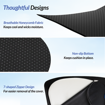 ZIKEE Pioneering Seat Cushion for Pressure Relief, Ergonomic Office Chair Cushion for Sciatica, Back, Hemorrhoids &amp; Tailbone Pain Relief, High-Density Memory Foam Car Seat Cushion with Anti-Slip Base