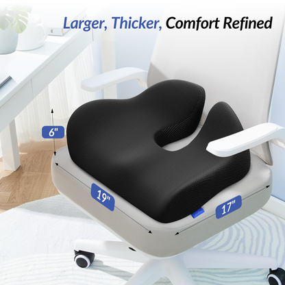 ZIKEE 6" Thickened Donut Pillow Seat Cushion, Ergonomic Hemorrhoid Pillow with Widened Cutout for Tailbone,Sciatica Pain Relief &amp; Postpartum, Memory Foam Office Chair Cushion for Long Sitting at Home