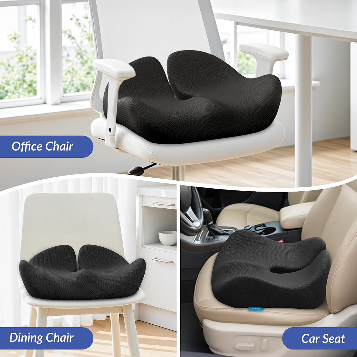 ZIKEE Pioneering Seat Cushion for Pressure Relief, Ergonomic Office Chair Cushion for Sciatica, Back, Hemorrhoids &amp; Tailbone Pain Relief, High-Density Memory Foam Car Seat Cushion with Anti-Slip Base